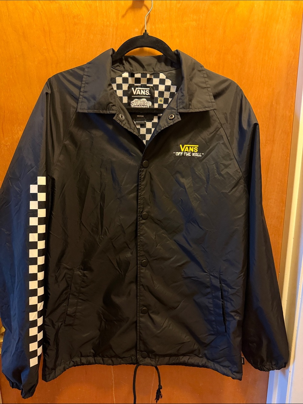 Vans Black Coach Jacket with Checker Stripe
